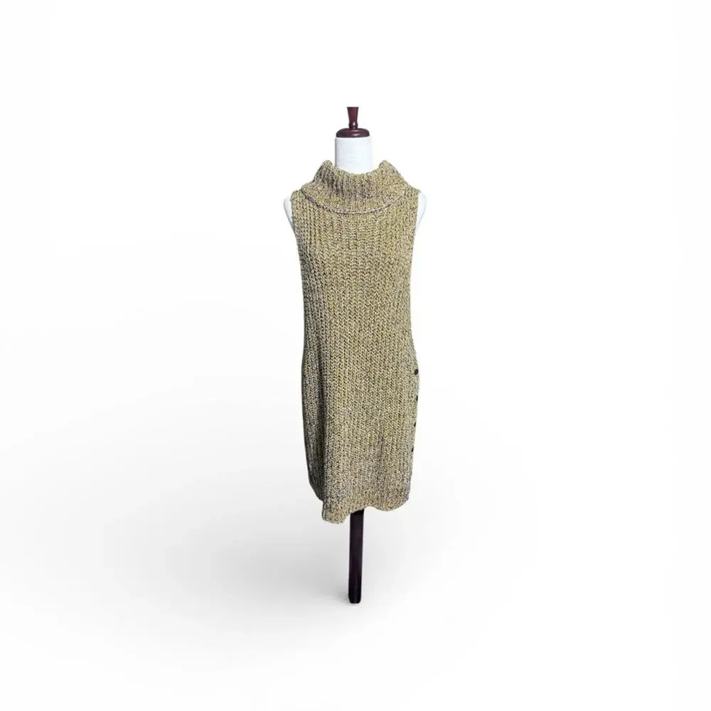 Free People Valentina Sleeveless Turtleneck Tunic Sweater Dress Size Medium T6